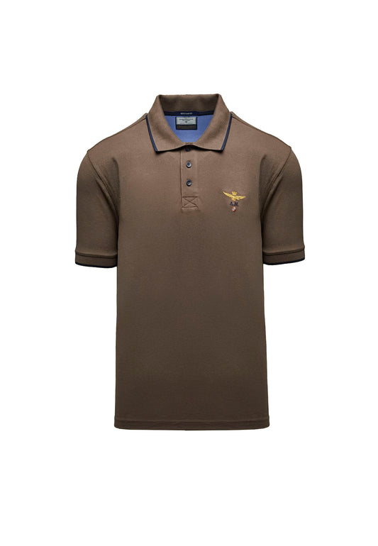 Polo mezze maniche marrone cotone Aeronautica Militare P26 261PO1308UP00082 5758657586 AERONAUTICA MILITARE 