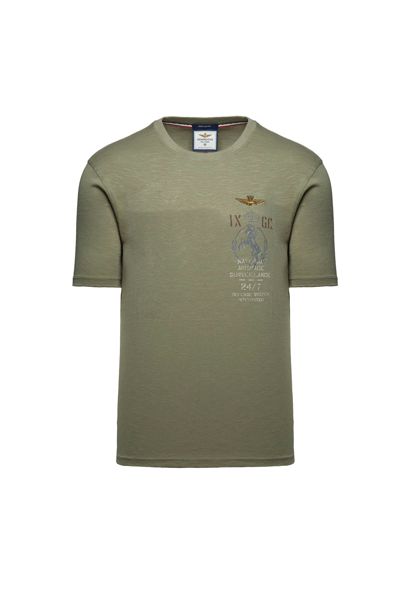 T-shirt verde girocollo IX Gruppo Caccia Aeronautica Militare P26 261TS2543UJ00686 0730407304 AERONAUTICA MILITARE 
