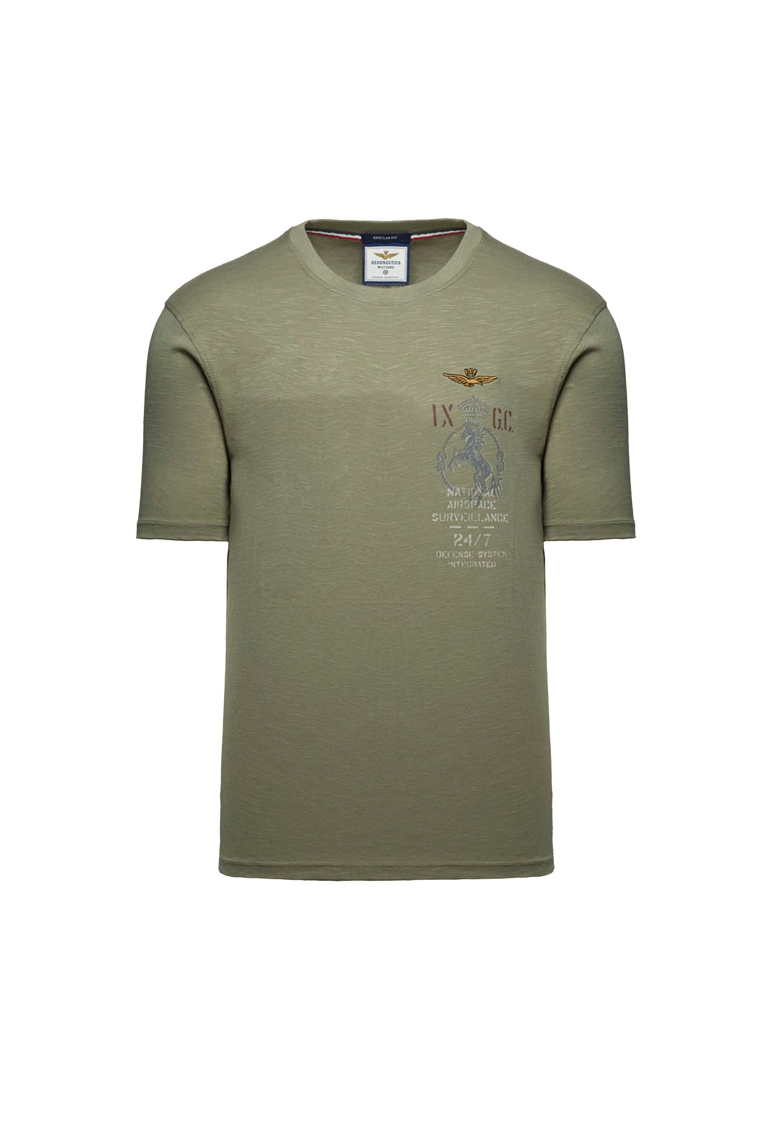 T-shirt verde girocollo IX Gruppo Caccia Aeronautica Militare P26 261TS2543UJ00686 0730407304 AERONAUTICA MILITARE 