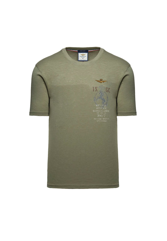 T-shirt verde girocollo IX Gruppo Caccia Aeronautica Militare P26 261TS2543UJ00686 0730407304 AERONAUTICA MILITARE 