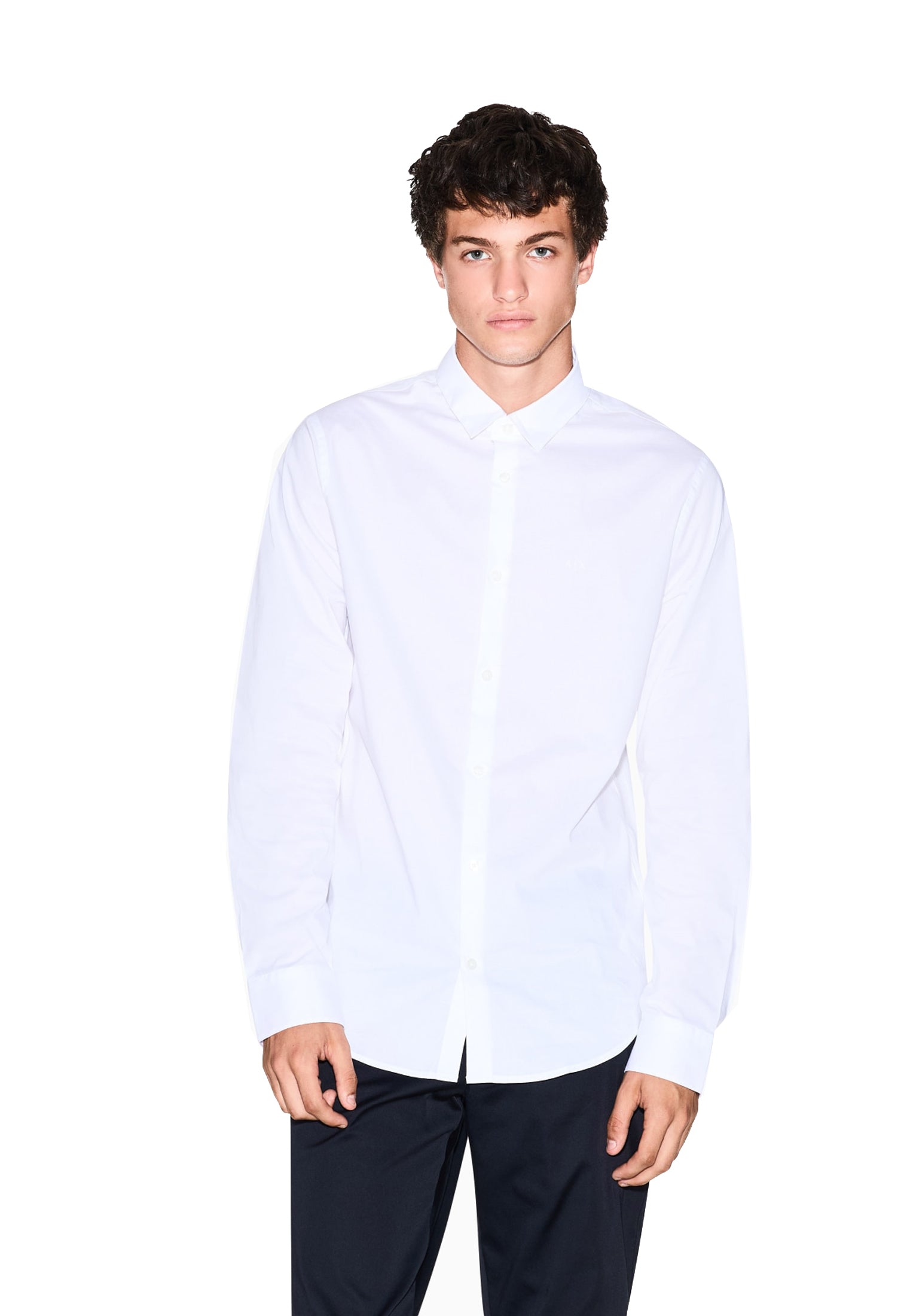 Camicia bianca slim fit cotone popoeline Armani Exchange P26 8NZC31 ZN28Z 11001100 ARMANI EXCHANGE 