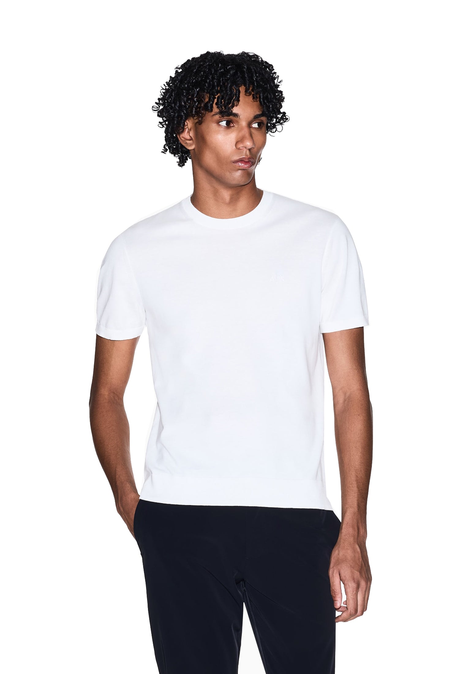 T-shirt bianca in maglia cotone maniche corte girocollo Armani Exchange P26 8NZM5C ZM3JZ 11161116 ARMANI EXCHANGE 