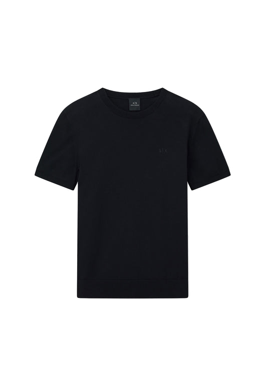 T-shirt nera in maglia cotone maniche corte girocollo Armani Exchange P26 8NZM5C ZM3JZ 12001200 ARMANI EXCHANGE 