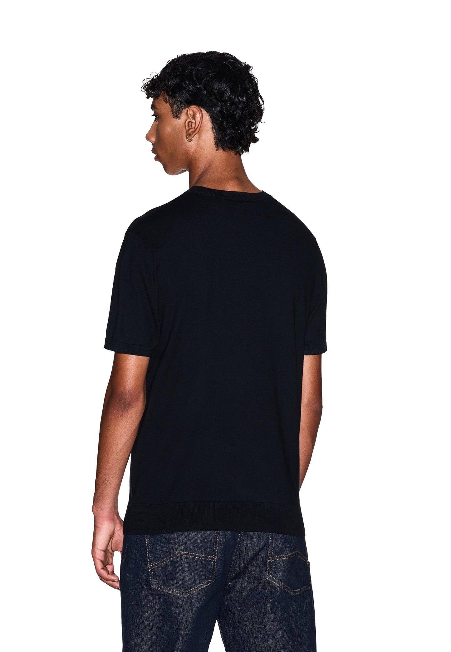 T-shirt nera in maglia cotone maniche corte girocollo Armani Exchange P26 8NZM5C ZM3JZ 12001200 ARMANI EXCHANGE 