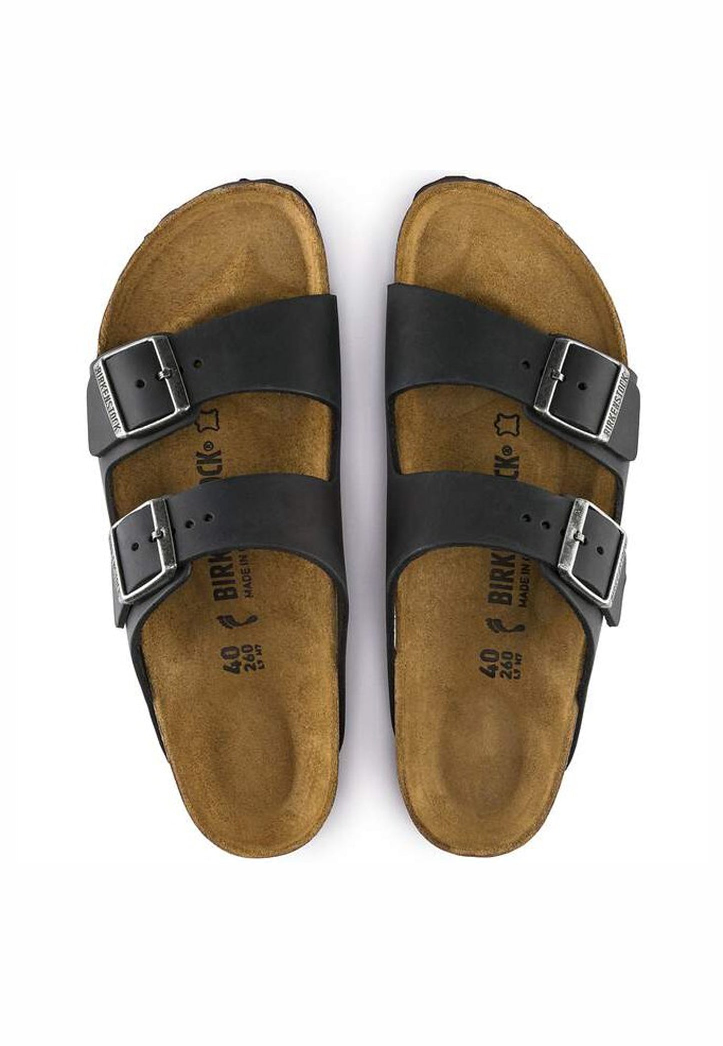 Ciabatte sandali neri pelle oliata Arizona Birkenstock P26 552113 BI-C3 BIRKENSTOCK 