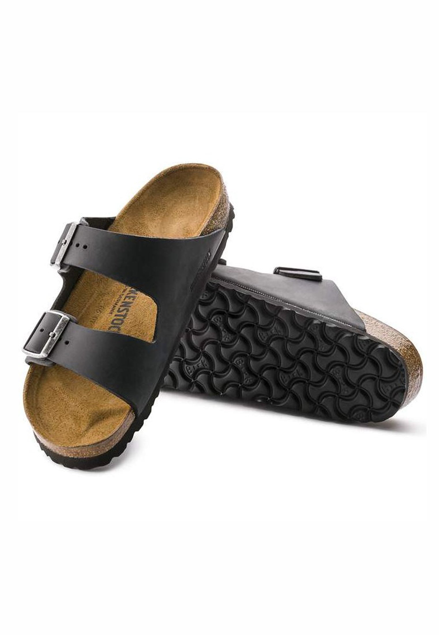 Ciabatte sandali neri pelle oliata Arizona Birkenstock P26 552113 BI-C3 BIRKENSTOCK 