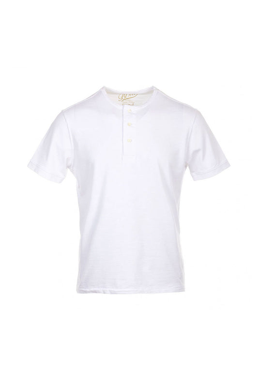 T-shirt girocollo con bottoni bianca Champlain Blker P26 1011 White BLKER 