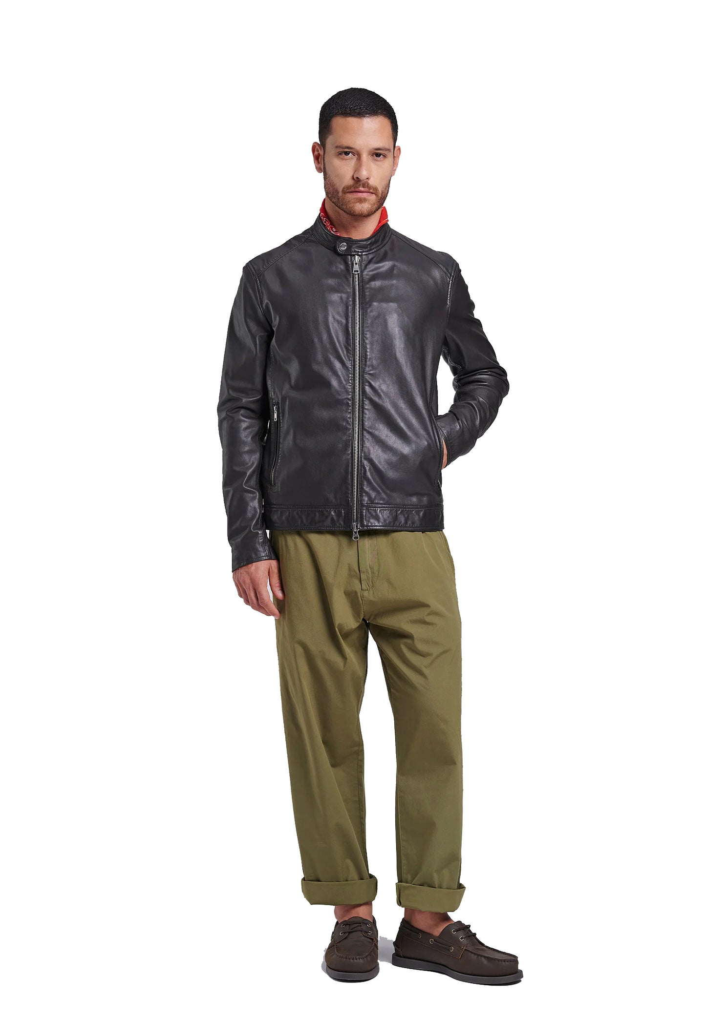 Giacca pelle agnello nera collo coreana Bomboogie P26 JMROYLGS6 9090 BOMBOOGIE 
