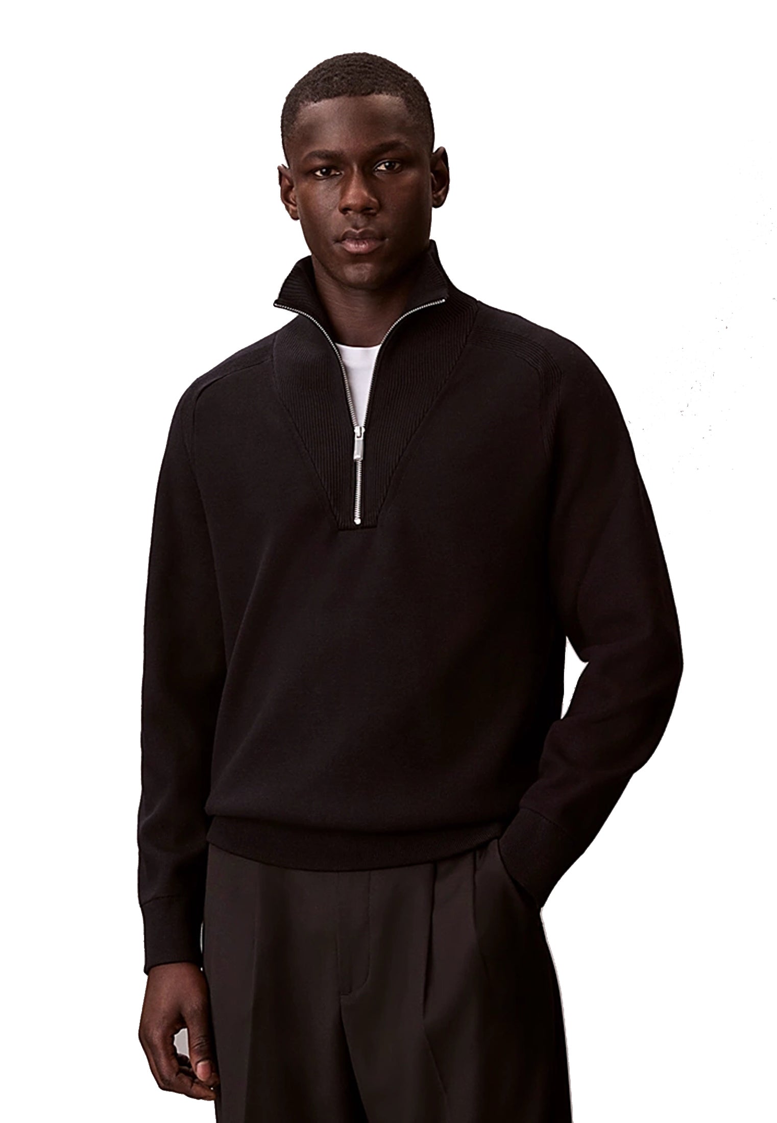 Maglia nera mezza zip tecnica Calvin Klein P26 LV040BM333UB1 UB1UB1 CALVIN KLEIN PRE 