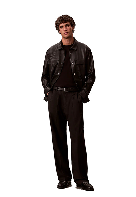 Pantaloni a gamba larga misto lana neri Calvin Klein P26 LV04LE605GUB1 UB1UB1 CALVIN KLEIN PRE 