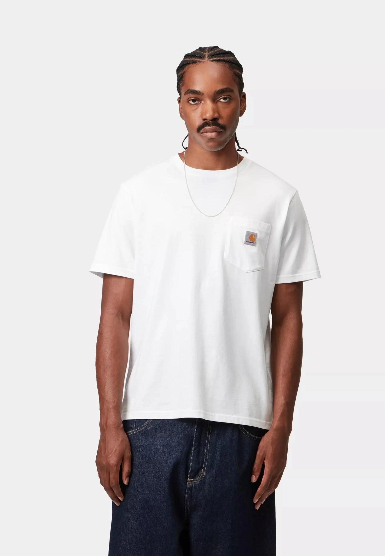 T-shirt girocollo bianca K87 con taschino Carhartt Workwear P26 103296 WHITE CARHARTT 
