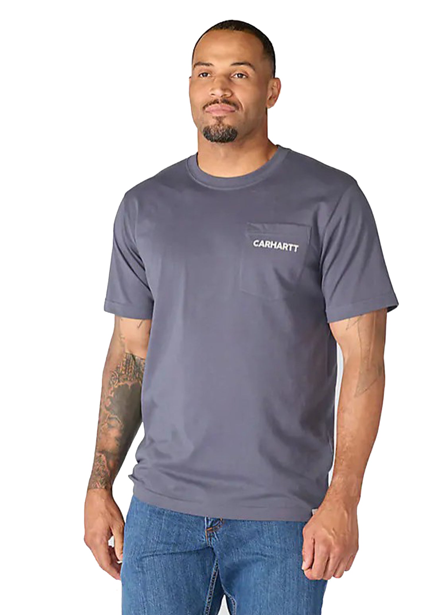 T-shirt girocollo cotone grigia grafica Carhartt Workwear P26 107437 BLUESTONE CARHARTT 