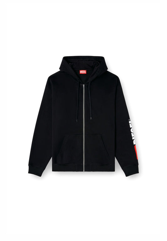 Felpa con cappuccio e zip nera cotone S-Boxt Diesel P26 A200220GEAD 9XX4 DIESEL 