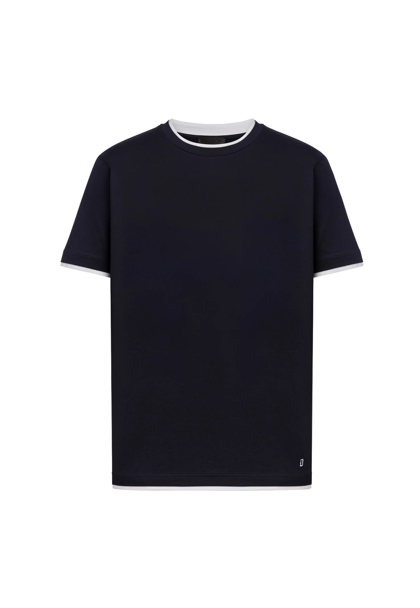T-shirt girocollo cotone blu regular fit bordo bianco Dondup P26 US366 JF0271U XXX890 DONDUP 