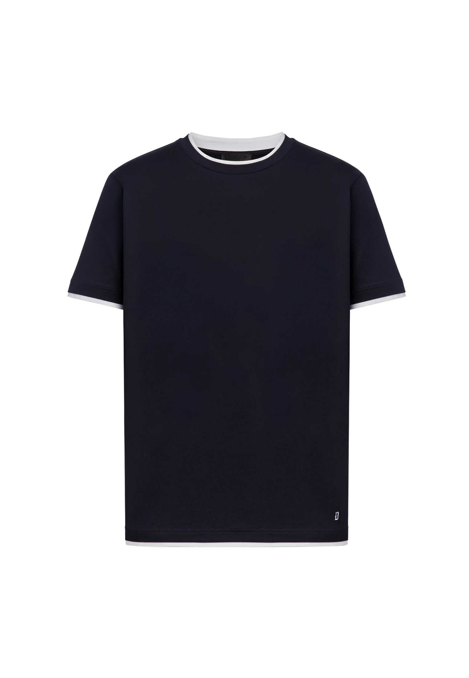T-shirt girocollo cotone blu regular fit bordo bianco Dondup P26 US366 JF0271U XXX890 DONDUP 