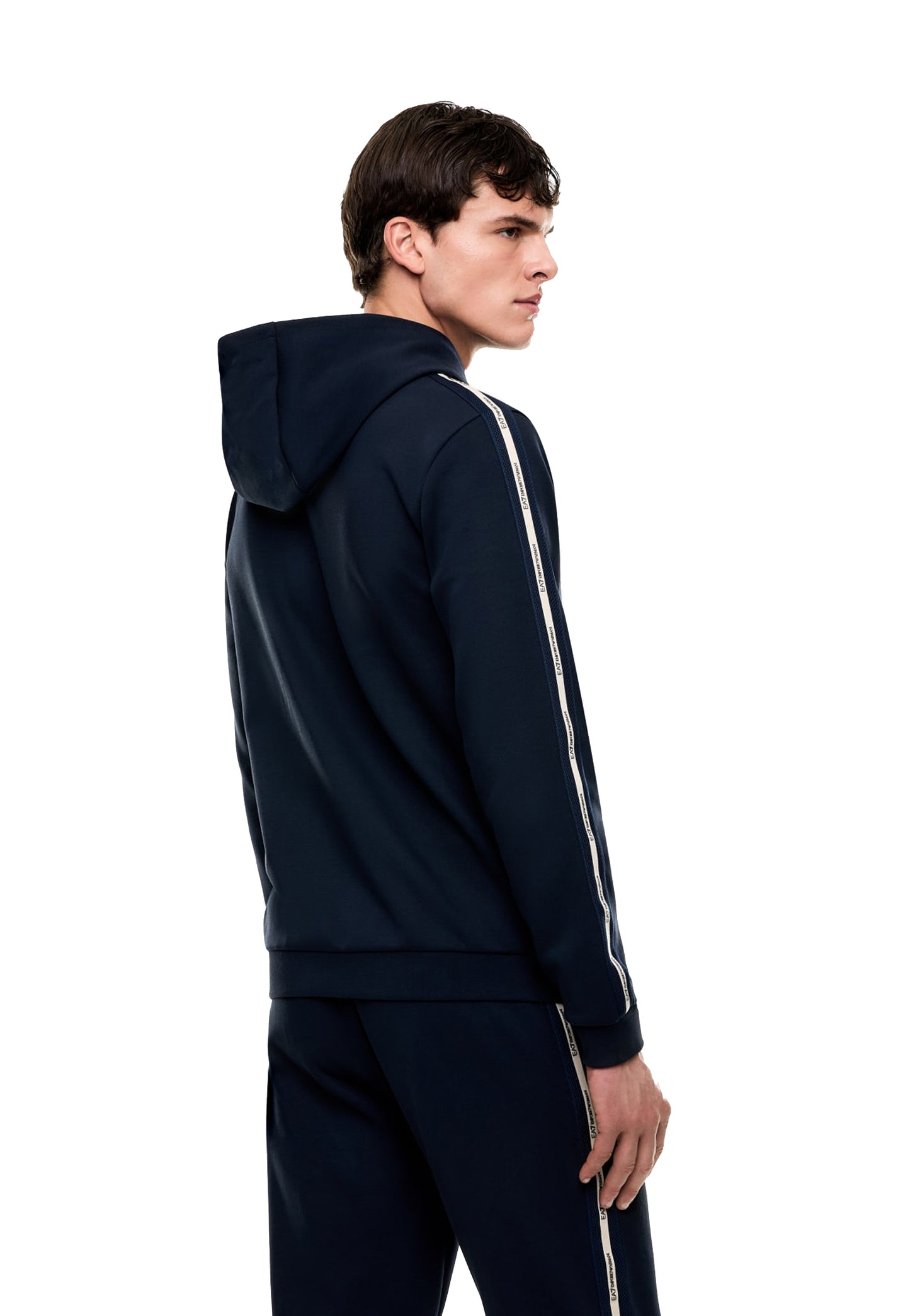 Felpa con cappuccio blu full zip misto cotone Ea7 Armani P26 7M001480 AF12660 UB102UB102 EA7 