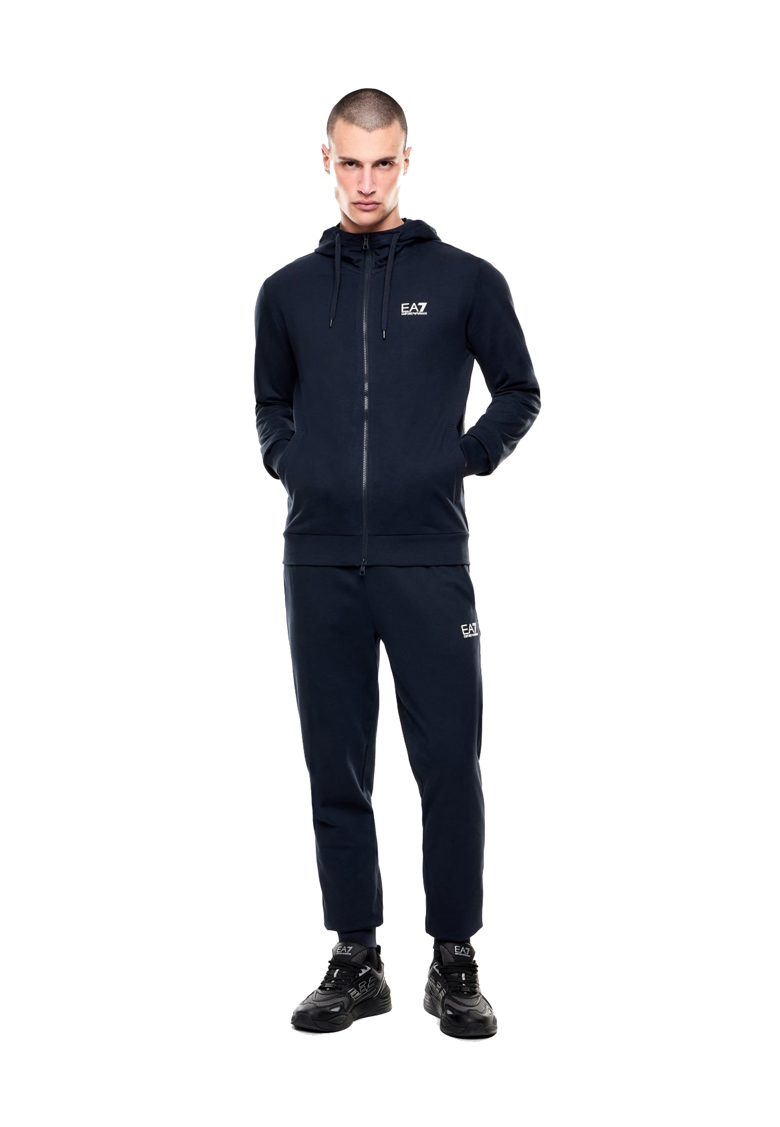 Tuta sportiva con cappuccio blu cotone full zip Core Identity EA7 Armani P26 8NPV63 PJVRZ 15621562 EA7 