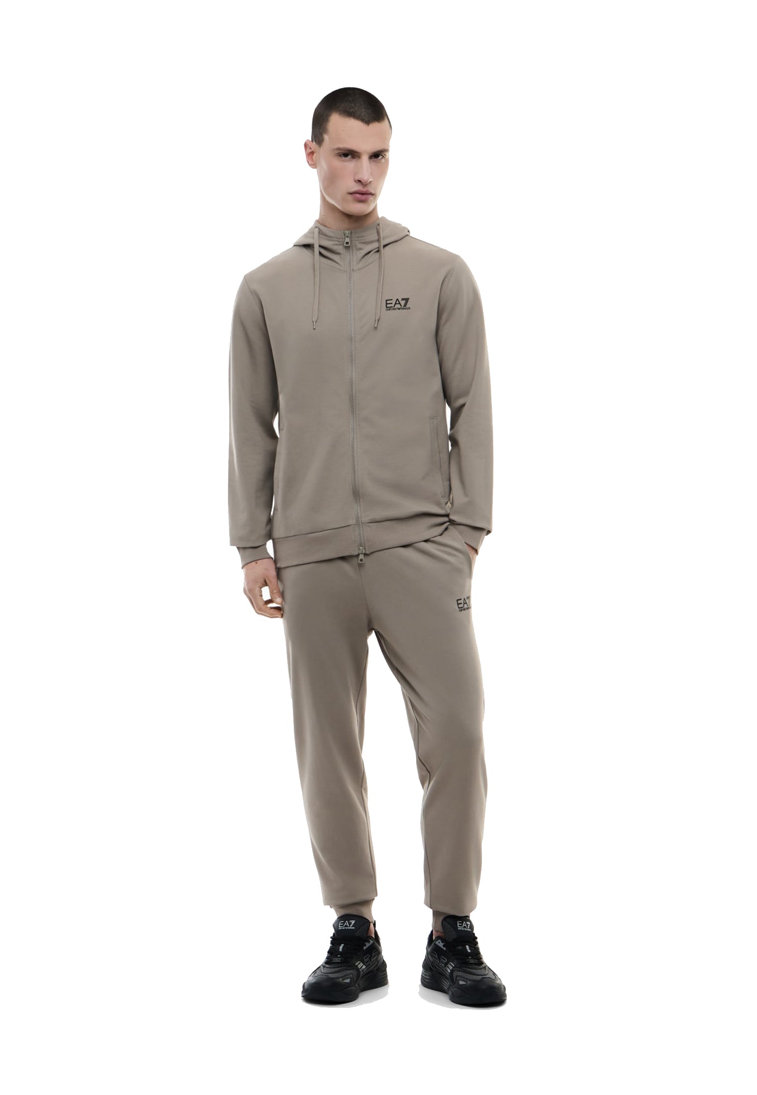 Tuta sportiva con cappuccio beige cotone full zip Core Identity EA7 Armani P26 8NPV63 PJVRZ U6167U6167 EA7 