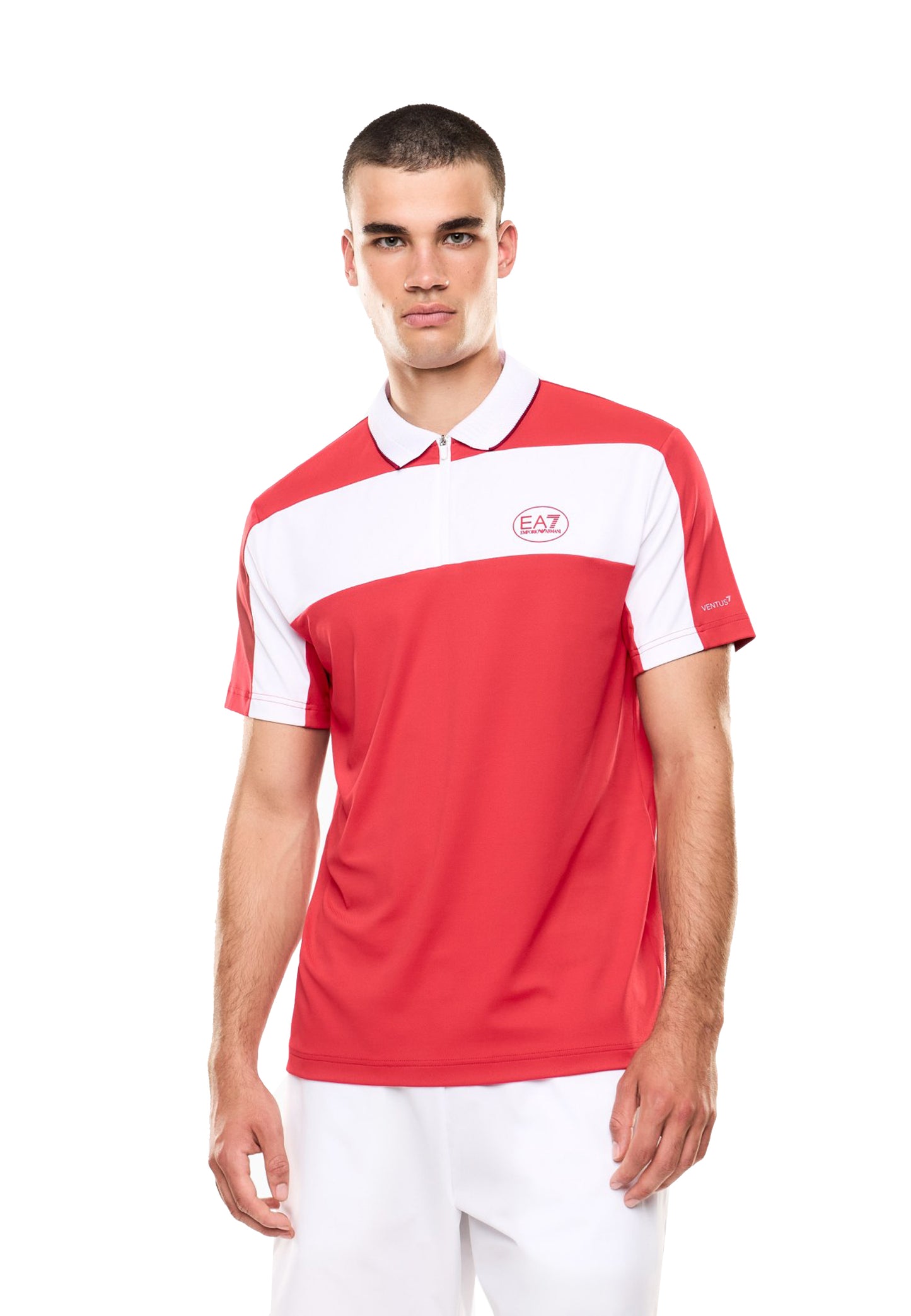 Polo a maniche corte rossa con mezza zip Tennis Padel Ventus7 EA7 P26 7M001528 AF22175 U5072U5072 EA7 TENNIS 