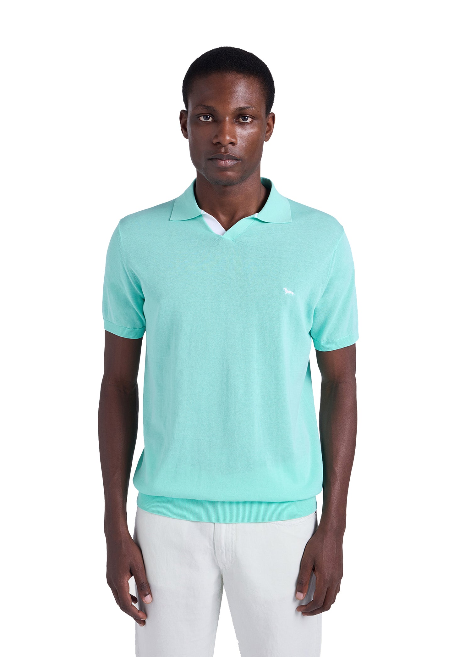 Polo manica corta turchese in maglia scollo a v Harmont&Blaine P26 HRQ885031076 618618 HARMONT&BLAINE 
