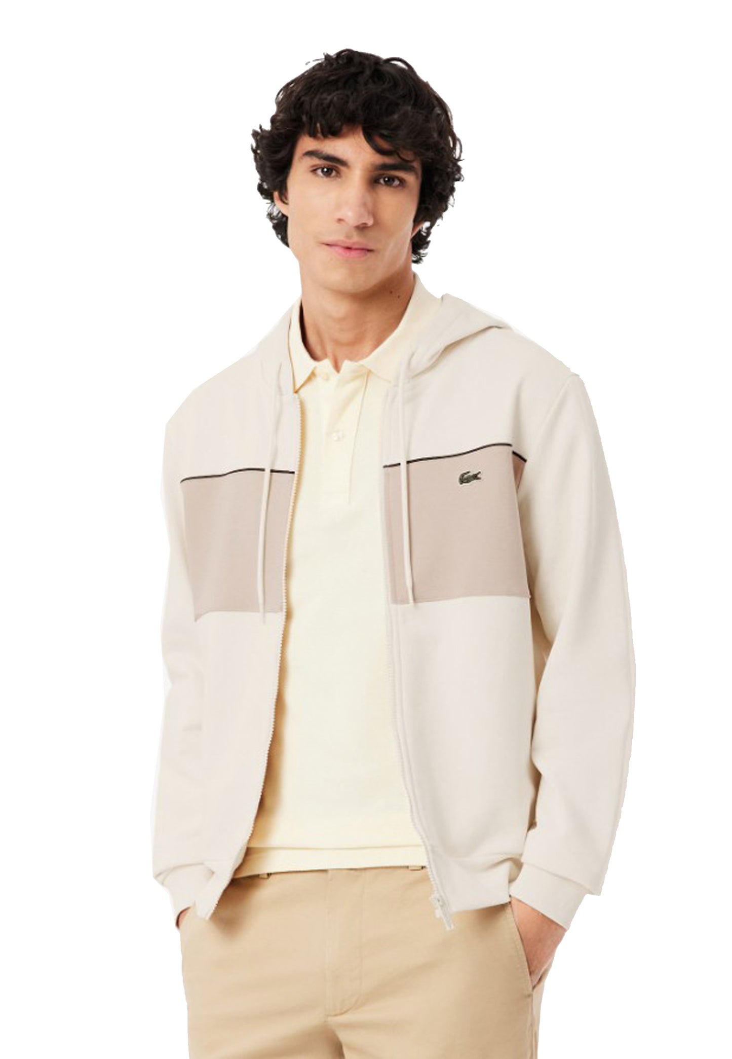 Felpa con cappuccio cotone full zip beige Lacoste P26 SH0892 3RR3RR LACOSTE 