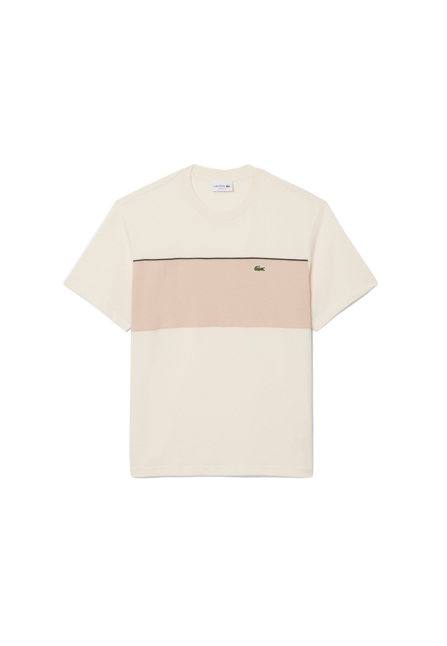 T-shirt girocollo beige color block cotone Lacoste P26 TH0896 3RR3RR LACOSTE 