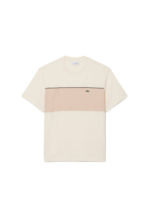 T-shirt girocollo beige color block cotone Lacoste P26 TH0896 3RR3RR LACOSTE 