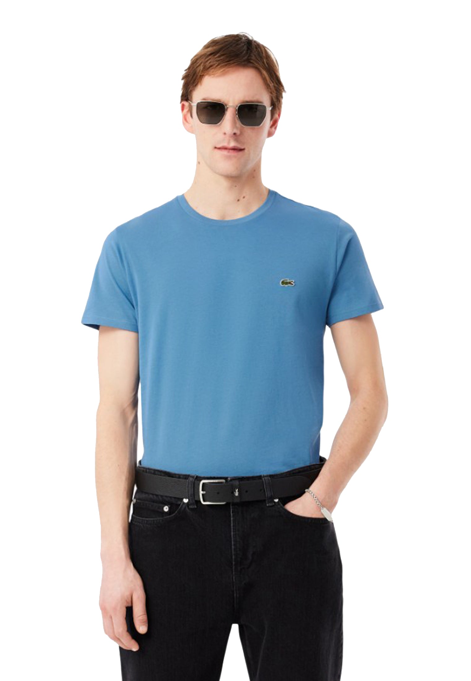 T-shirt girocollo azzurra cotone classica Pima Lacoste P26 TH6709 JBKJBK LACOSTE 