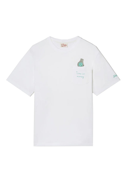 T-shirt bianca girocollo cotone Austin Time MC2 Saint Barth P26 AUS0001 04354L04354L MC2 