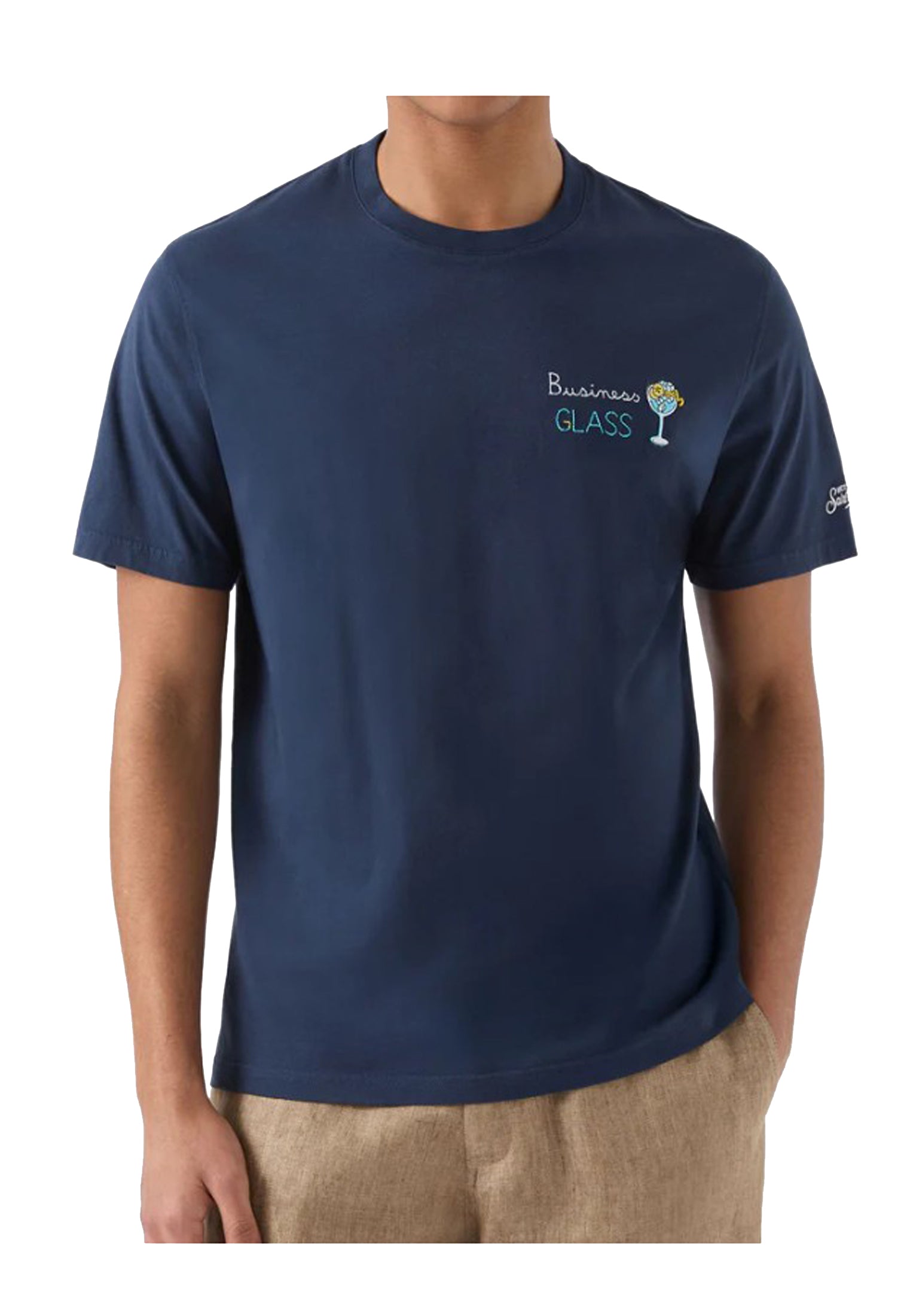 T-shirt girocollo blu cotone Portofino Glass MC2 Saint Barth P26 POT0001 00164L00164L MC2 