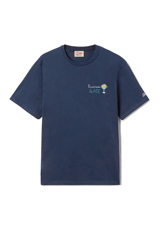 T-shirt girocollo blu cotone Portofino Glass MC2 Saint Barth P26 POT0001 00164L00164L MC2 