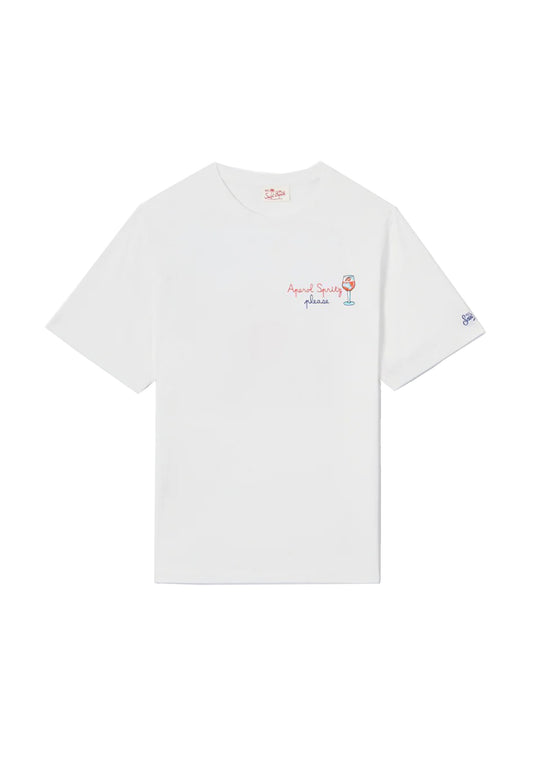 T-shirt girocollo cotone bianca Portofino Spritz MC2 Saint Barth P26 POT0001 01997L01997L MC2 