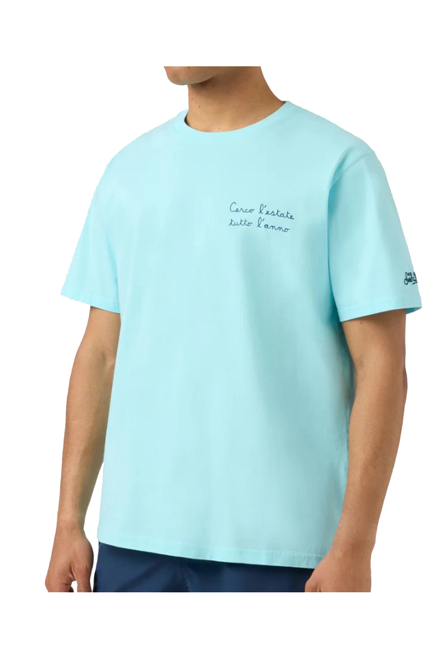 T-shirt girocollo turchese cotone Cerco L'estate Portofino MC2 Saint Barth P26 POT0001 04533L04533L MC2 