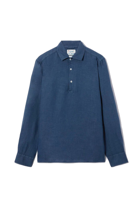 Polo camicia blu lino Raphael MC2 Saint Barth P26 RPA0001 00119L00119L MC2 