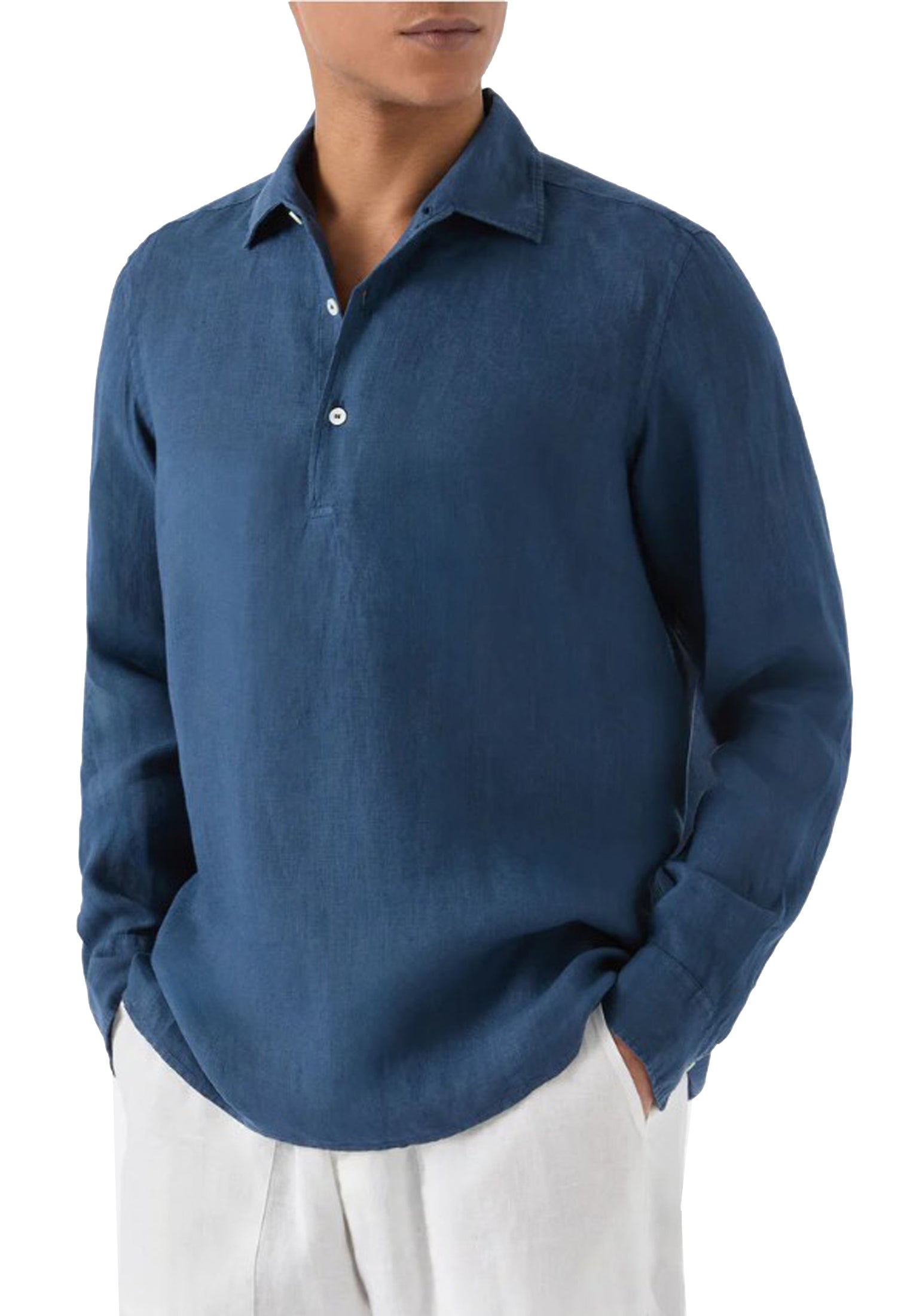 Polo camicia blu lino Raphael MC2 Saint Barth P26 RPA0001 00119L00119L MC2 