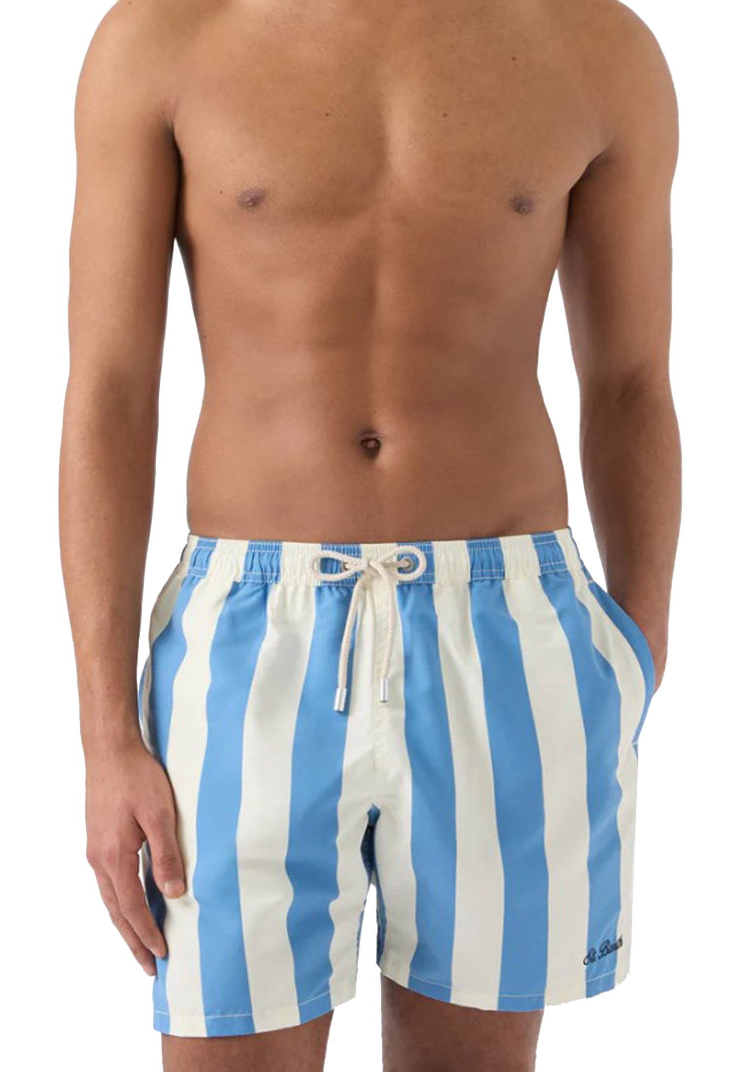 Costume da bagno mare a righe bianche azzurre Syros MC2 Saint Barth P26 SYR0001 01210L01210L MC2 