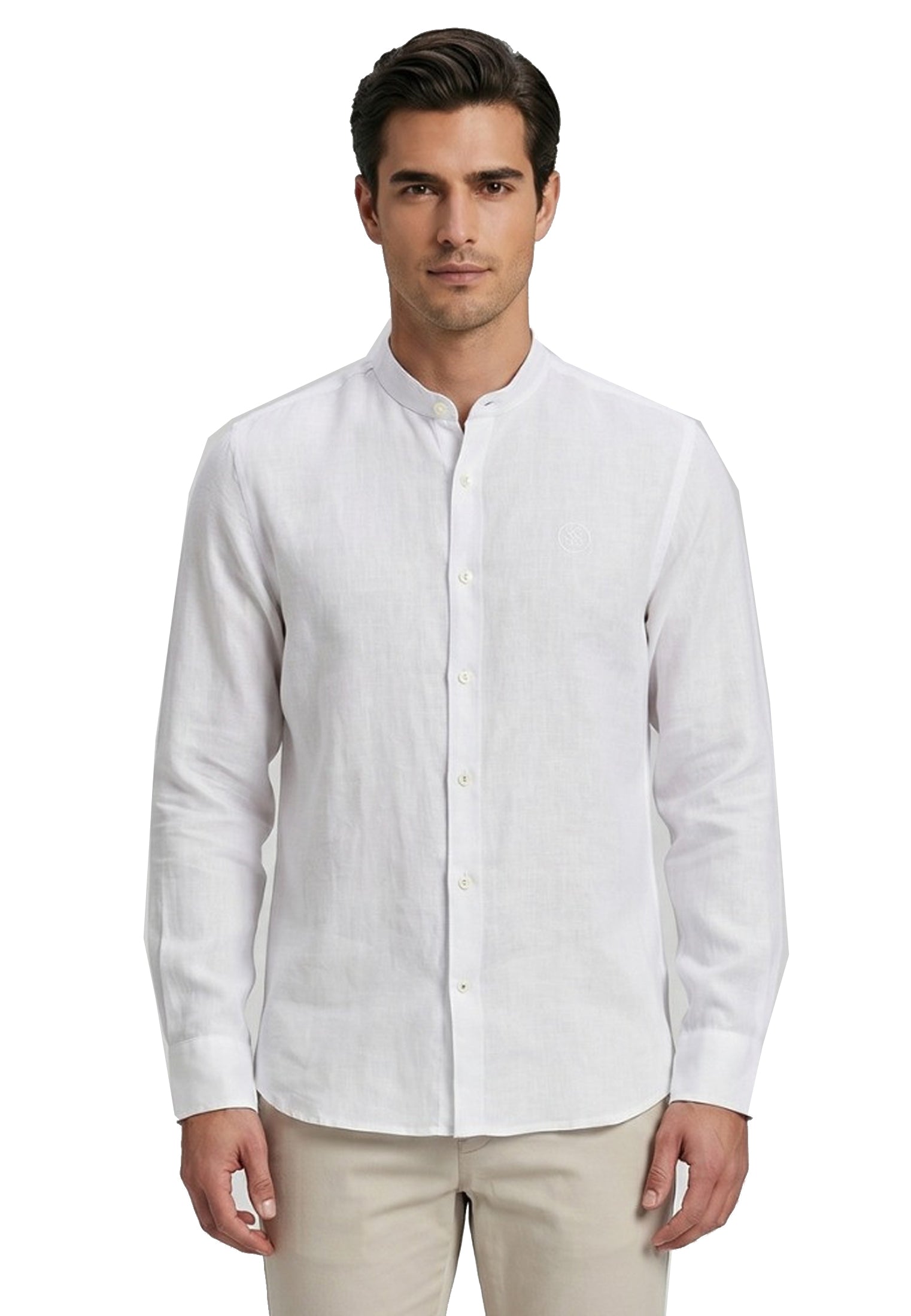 Camicia bianca lino collo coreano North Sails P26 664438 01010101 NORTH SAILS 