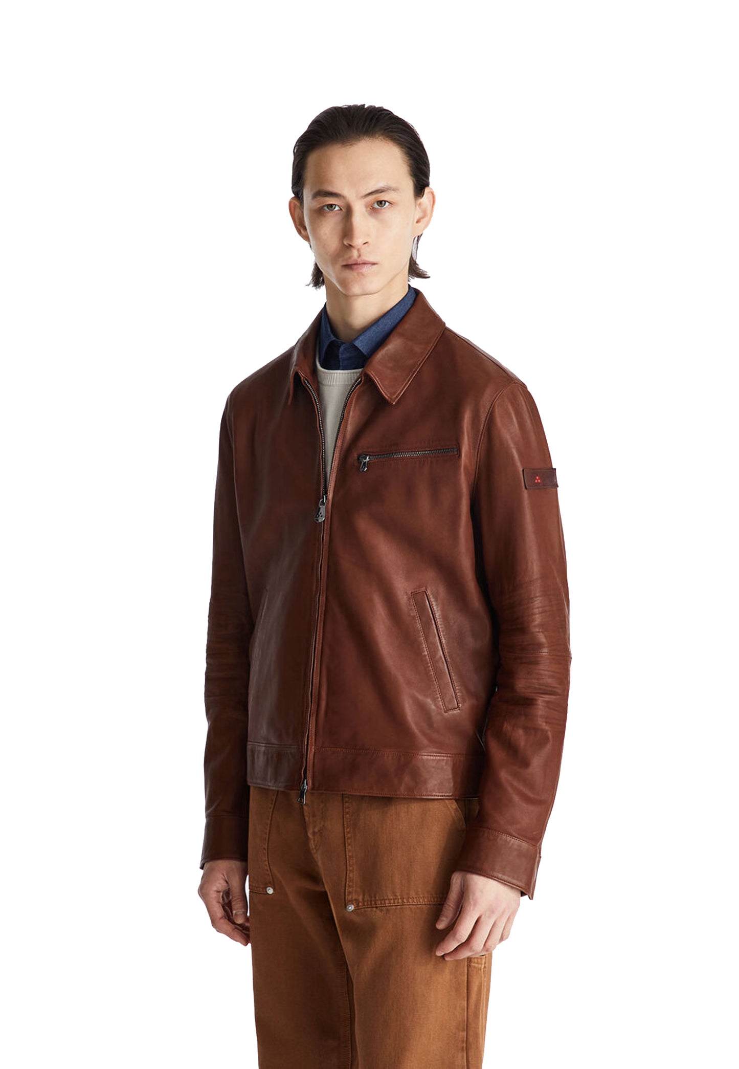 Giacca marrone in pelle con colletto Gilma Peuterey P26 PEU5738 99012416 477477 PEUTEREY 