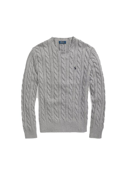 Maglia pullover girocollo treccia grigia cotone Polo Ralph Lauren P26 710775885013 FAWN GREY HEATHER POLO RALPH LAUREN 
