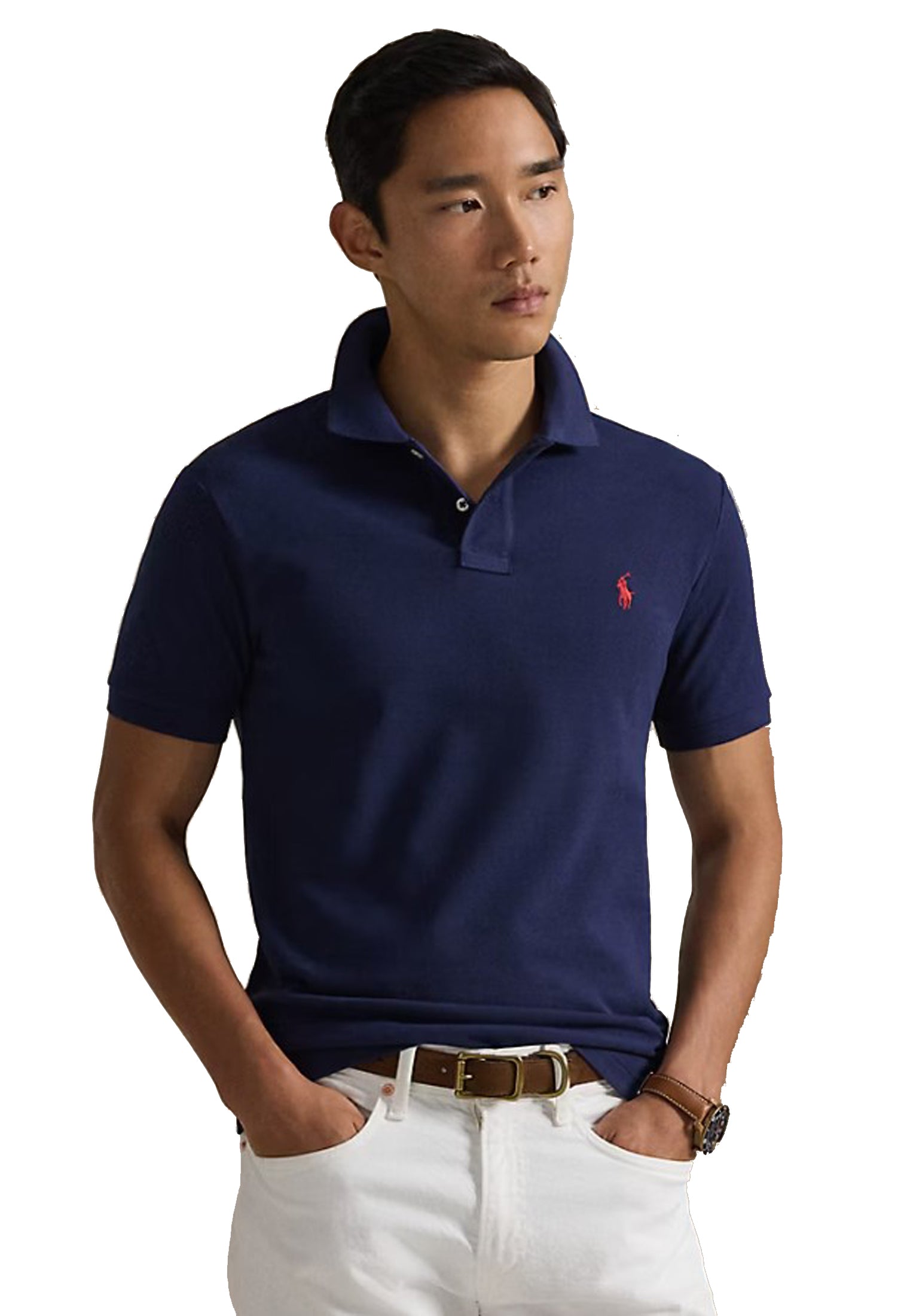 Polo manica corta cotone slim fit blu Polo Ralph Lauren P26 710782592008 NEWPORT NAVY/C3870 POLO RALPH LAUREN 