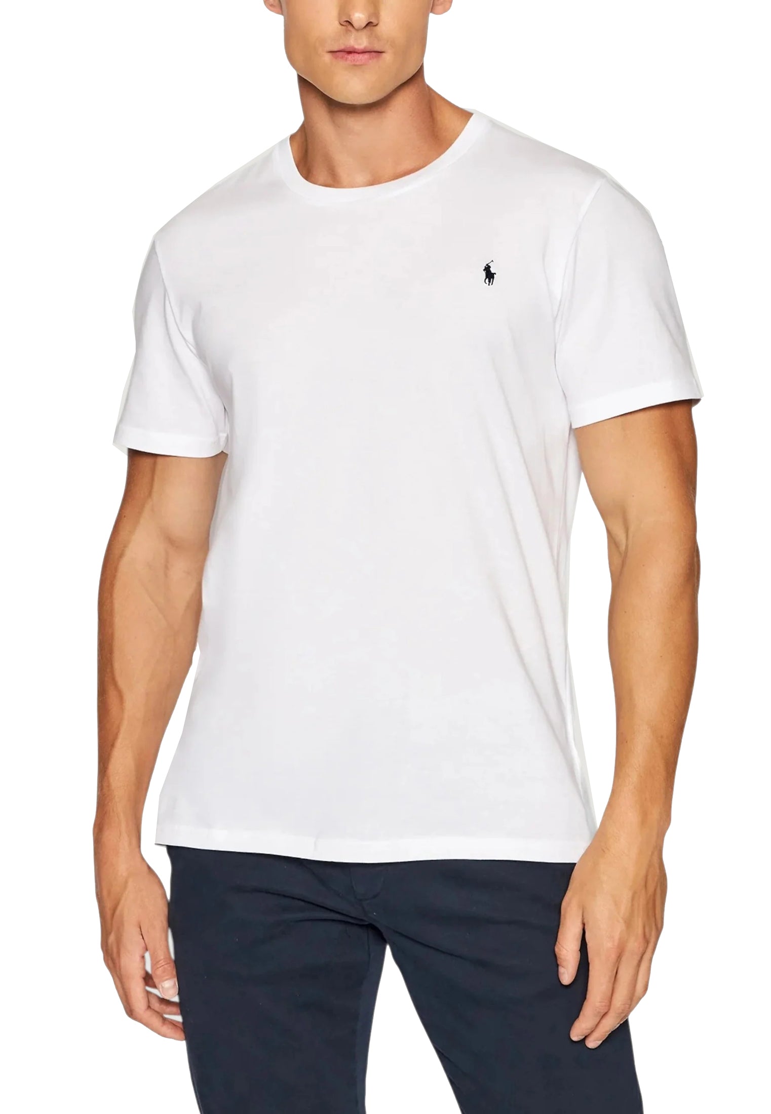 T-shirt girocollo bianca cotone Polo Ralph Lauren P26 714844756005 WHITE / NAVY PP POLO RALPH LAUREN 