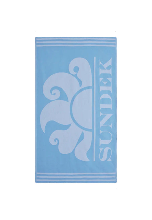 Telo mare spiaggia azzurro con frange cotone Sundek P26 AM401ATC1000 T6S00186600 SUNDEK 