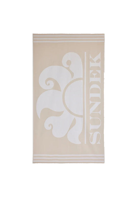 Telo mare beige cotone con frange Jacquard Sundek P26 AM401ATC1000 T6S00196600 SUNDEK 