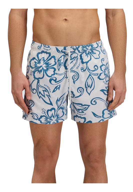 Costume pantaloncino da mare spiaggia grafica Hibiscus Sundek P26 GM504BDRT3IA M6S314A96IA SUNDEK 