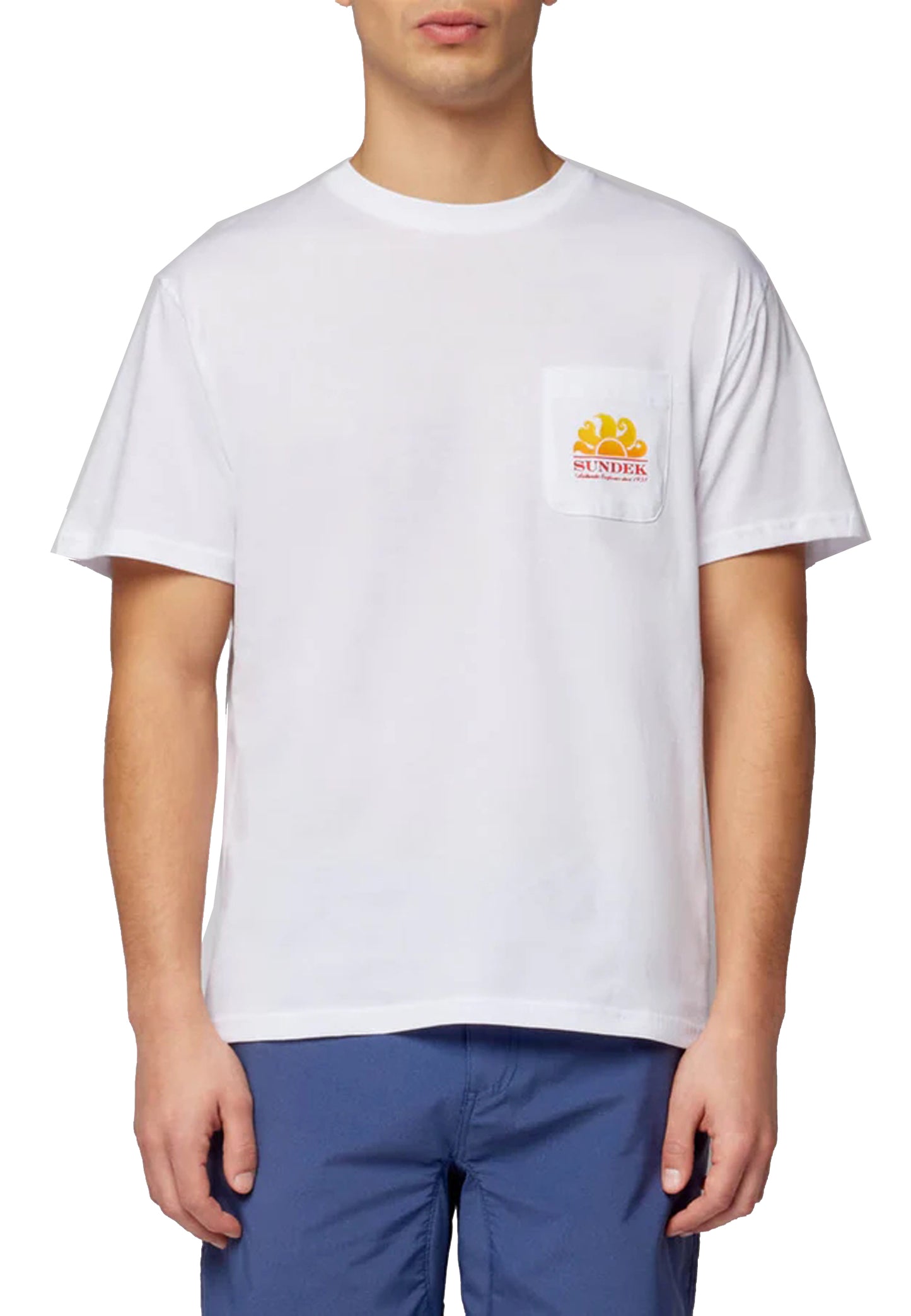 T-shirt girocollo cotone bianca con taschino Sundek P26 M028TEJ7800 M6S10200600 SUNDEK 