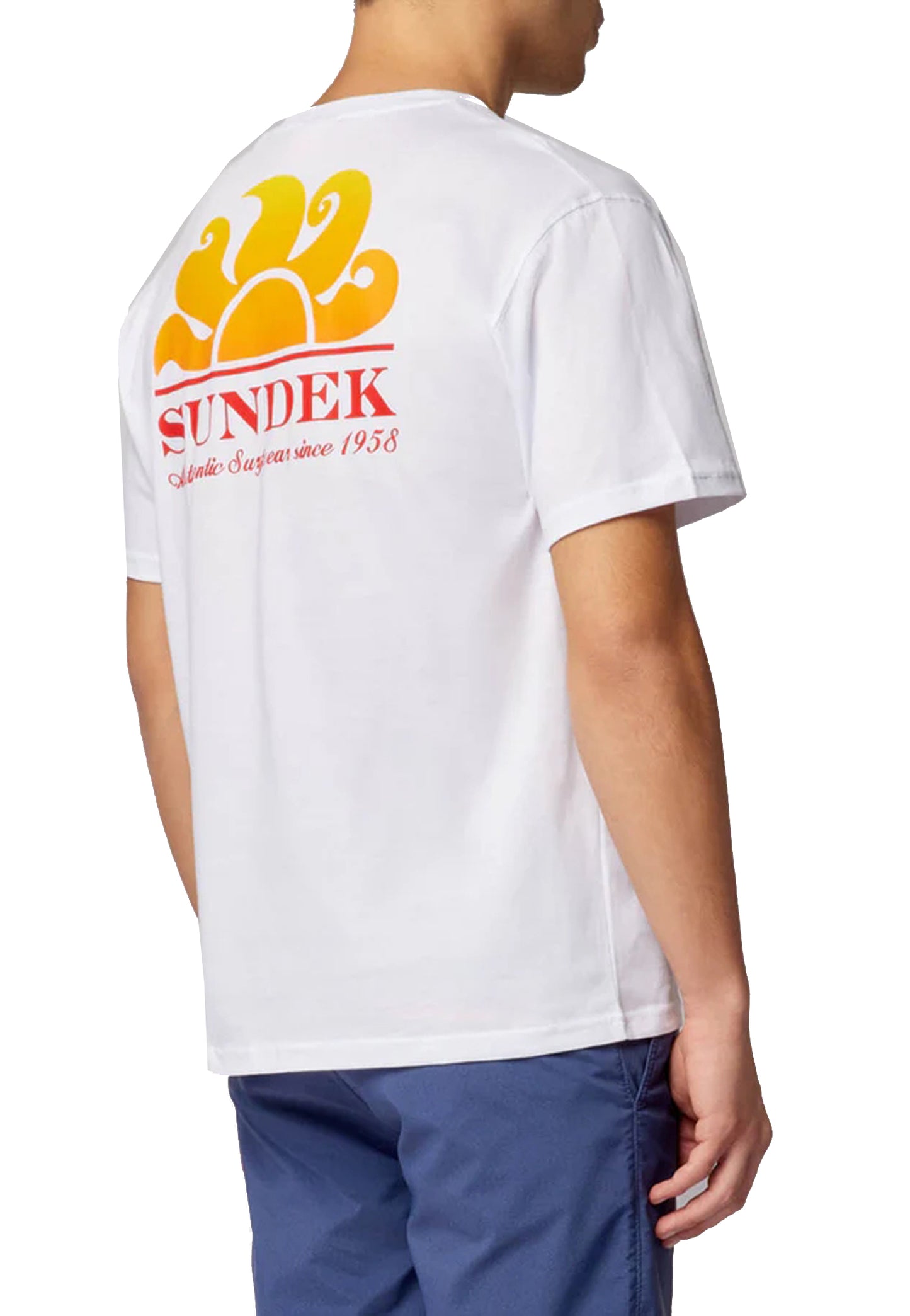T-shirt girocollo cotone bianca con taschino Sundek P26 M028TEJ7800 M6S10200600 SUNDEK 