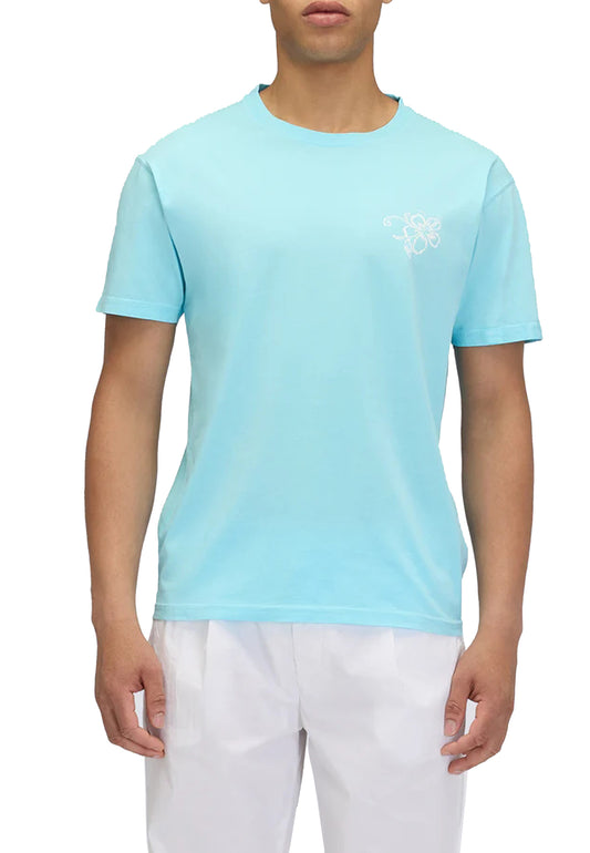 T-shirt girocollo azzurra cotone hibiscus Sundek P26 M321TEJ78TC M6S131002TC SUNDEK 