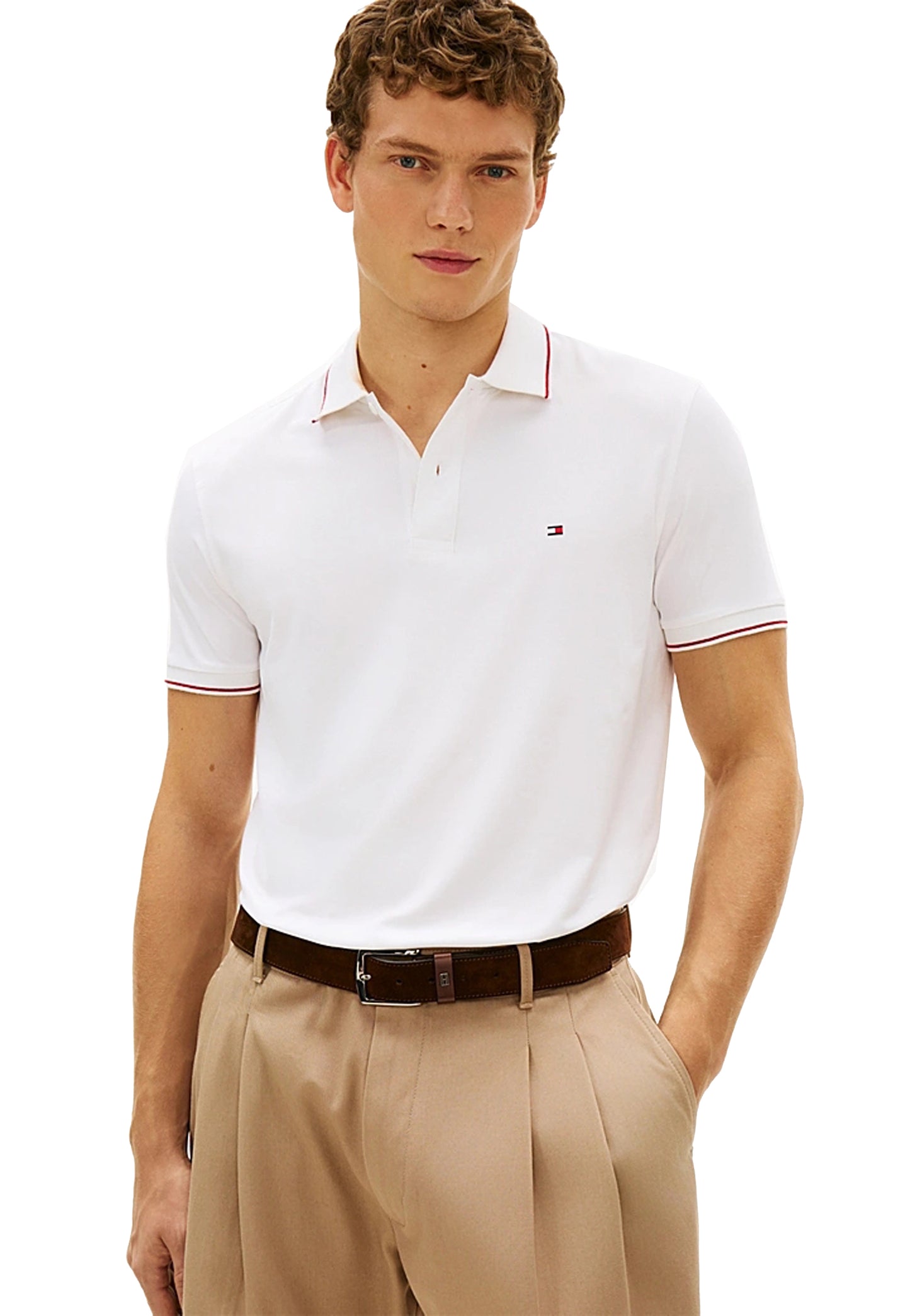 Polo bianca bordi rossi Performance regular fit Tommy Hilfiger P26 MW0MW37310YBR YBRYBR TOMMY HILFIGER 