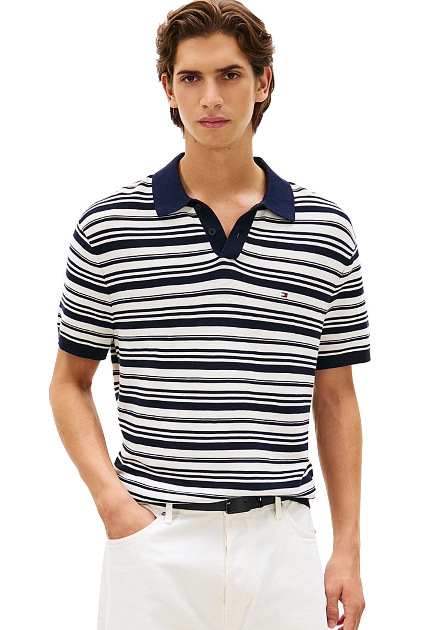 Polo a righe blu cotone relaxed fit in maglia Tommy Hilfiger P26 MW0MW427950A5 0A50A5 TOMMY HILFIGER 