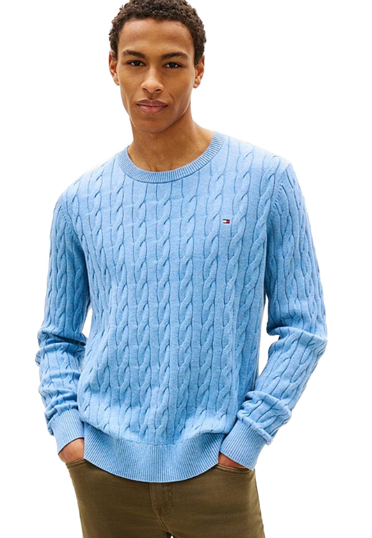 Maglia pullover cotone azzurra intrecciata Tommy Hilfiger P26 MW0MW33132DU6 DU6DU6 TOMMY HILFIGER PRE 